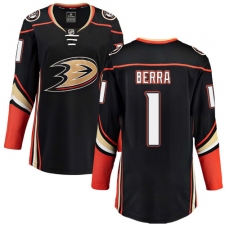 Women's Anaheim Ducks #1 Reto Berra Fanatics Branded Black Home Breakaway NHL Jersey
