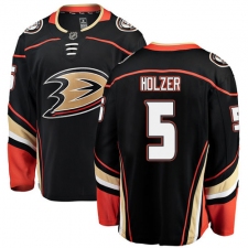 Men's Anaheim Ducks #5 Korbinian Holzer Fanatics Branded Black Home Breakaway NHL Jersey
