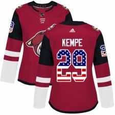 Women's Adidas Arizona Coyotes #29 Mario Kempe Authentic Red USA Flag Fashion NHL Jersey