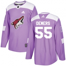 Men's Adidas Arizona Coyotes #55 Jason Demers Authentic Purple Fights Cancer Practice NHL Jersey