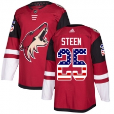 Men's Adidas Arizona Coyotes #25 Thomas Steen Authentic Red USA Flag Fashion NHL Jersey