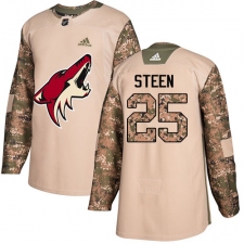 Youth Adidas Arizona Coyotes #25 Thomas Steen Authentic Camo Veterans Day Practice NHL Jersey