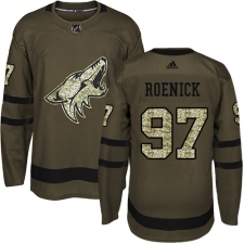 Men's Adidas Arizona Coyotes #97 Jeremy Roenick Premier Green Salute to Service NHL Jersey