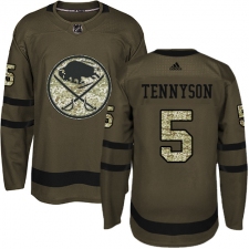 Men's Adidas Buffalo Sabres #5 Matt Tennyson Authentic Green Salute to Service NHL Jersey
