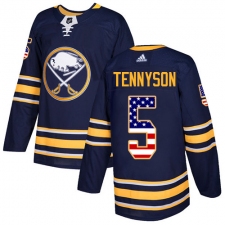Men's Adidas Buffalo Sabres #5 Matt Tennyson Authentic Navy Blue USA Flag Fashion NHL Jersey