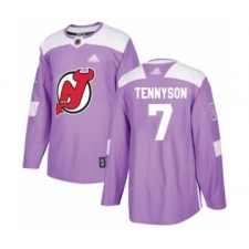 Men's New Jersey Devils #7 Matt Tennyson Authentic Purple Fights Cancer Practice Hockey Jersey