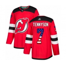 Men's New Jersey Devils #7 Matt Tennyson Authentic Red USA Flag Fashion Hockey Jersey
