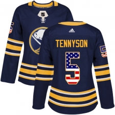 Women's Adidas Buffalo Sabres #5 Matt Tennyson Authentic Navy Blue USA Flag Fashion NHL Jersey