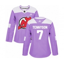 Women's New Jersey Devils #7 Matt Tennyson Authentic Purple Fights Cancer Practice Hockey Jersey