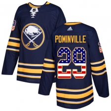 Men's Adidas Buffalo Sabres #29 Jason Pominville Authentic Navy Blue USA Flag Fashion NHL Jersey