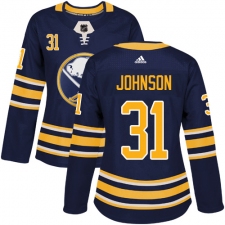 Women's Adidas Buffalo Sabres #31 Chad Johnson Authentic Navy Blue Home NHL Jersey