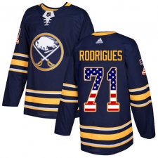 Men's Adidas Buffalo Sabres #71 Evan Rodrigues Authentic Navy Blue USA Flag Fashion NHL Jersey