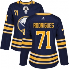 Women's Adidas Buffalo Sabres #71 Evan Rodrigues Authentic Navy Blue Home NHL Jersey