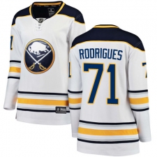 Women's Buffalo Sabres #71 Evan Rodrigues Fanatics Branded White Away Breakaway NHL Jersey