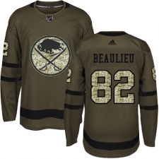 Men's Adidas Buffalo Sabres #82 Nathan Beaulieu Authentic Green Salute to Service NHL Jersey