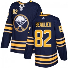 Youth Adidas Buffalo Sabres #82 Nathan Beaulieu Authentic Navy Blue Home NHL Jersey