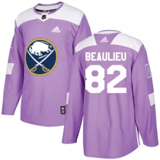 Youth Adidas Buffalo Sabres #82 Nathan Beaulieu Authentic Purple Fights Cancer Practice NHL Jersey