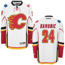 Men's Reebok Calgary Flames #24 Travis Hamonic Authentic White Away NHL Jersey