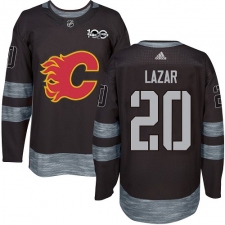 Men's Adidas Calgary Flames #20 Curtis Lazar Authentic Black 1917-2017 100th Anniversary NHL Jersey