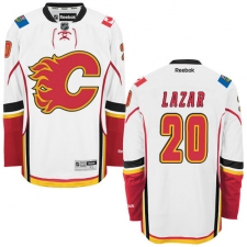 Men's Reebok Calgary Flames #20 Curtis Lazar Authentic White Away NHL Jersey