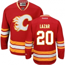 Women's Reebok Calgary Flames #20 Curtis Lazar Authentic Red Third NHL Jersey