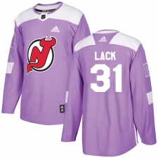 Men's Adidas New Jersey Devils #31 Eddie Lack Authentic Purple Fights Cancer Practice NHL Jersey