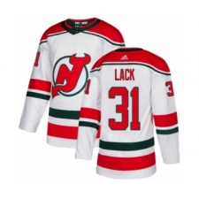 Men's Adidas New Jersey Devils #31 Eddie Lack Authentic White Alternate NHL Jersey