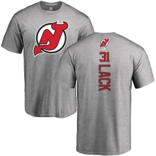 NHL Adidas New Jersey Devils #31 Eddie Lack Ash Backer T-Shirt