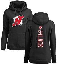 NHL Women's Adidas New Jersey Devils #31 Eddie Lack Black Backer Pullover Hoodie