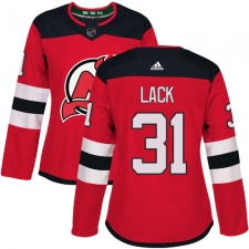 Women's Adidas New Jersey Devils #31 Eddie Lack Authentic Red Home NHL Jersey
