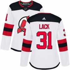 Women's Adidas New Jersey Devils #31 Eddie Lack Authentic White Away NHL Jersey