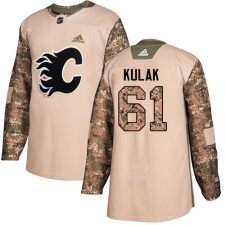Men's Adidas Calgary Flames #61 Brett Kulak Authentic Camo Veterans Day Practice NHL Jersey