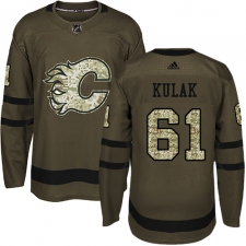Men's Adidas Calgary Flames #61 Brett Kulak Premier Green Salute to Service NHL Jersey