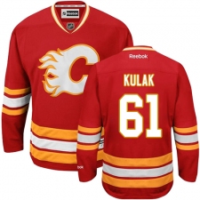 Women's Reebok Calgary Flames #61 Brett Kulak Authentic Red Third NHL Jersey