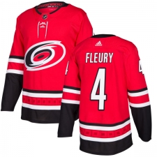Men's Adidas Carolina Hurricanes #4 Haydn Fleury Authentic Red Home NHL Jersey