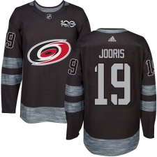 Men's Adidas Carolina Hurricanes #19 Josh Jooris Authentic Black 1917-2017 100th Anniversary NHL Jersey