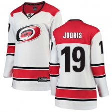 Women's Carolina Hurricanes #19 Josh Jooris Authentic White Away Fanatics Branded Breakaway NHL Jersey