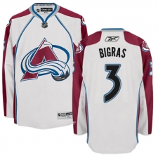 Youth Reebok Colorado Avalanche #3 Chris Bigras Authentic White Away NHL Jersey