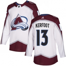 Men's Adidas Colorado Avalanche #13 Alexander Kerfoot White Road Authentic Stitched NHL Jersey