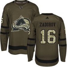 Youth Adidas Colorado Avalanche #16 Nikita Zadorov Authentic Green Salute to Service NHL Jersey