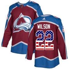 Men's Adidas Colorado Avalanche #22 Colin Wilson Authentic Burgundy Red USA Flag Fashion NHL Jersey