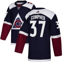 Men's Adidas Colorado Avalanche #37 J.T. Compher Authentic Navy Blue Alternate NHL Jersey