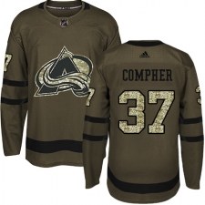Men's Adidas Colorado Avalanche #37 J.T. Compher Premier Green Salute to Service NHL Jersey
