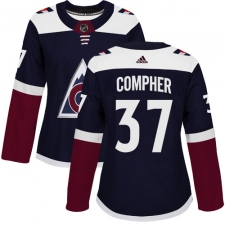 Women's Adidas Colorado Avalanche #37 J.T. Compher Authentic Navy Blue Alternate NHL Jersey