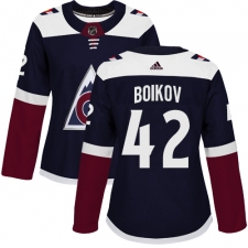 Women's Adidas Colorado Avalanche #42 Sergei Boikov Authentic Navy Blue Alternate NHL Jersey