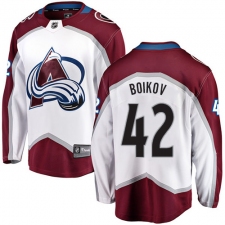 Youth Colorado Avalanche #42 Sergei Boikov Fanatics Branded White Away Breakaway NHL Jersey