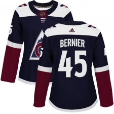 Women's Adidas Colorado Avalanche #45 Jonathan Bernier Authentic Navy Blue Alternate NHL Jersey
