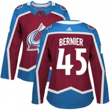 Women's Adidas Colorado Avalanche #45 Jonathan Bernier Premier Burgundy Red Home NHL Jersey