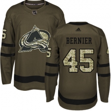 Youth Adidas Colorado Avalanche #45 Jonathan Bernier Authentic Green Salute to Service NHL Jersey