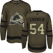 Men's Adidas Colorado Avalanche #54 Anton Lindholm Authentic Green Salute to Service NHL Jersey